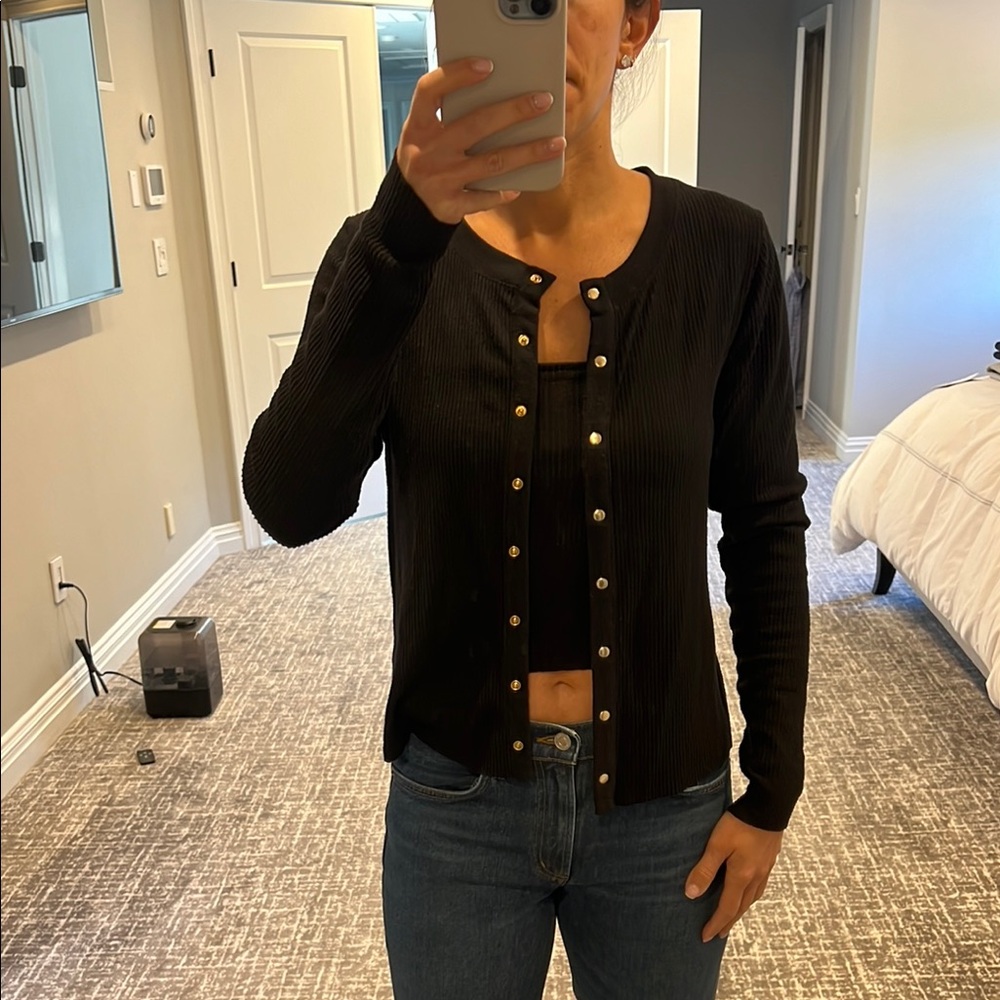 Nation LTD black cardigan & cropped tank set